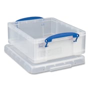 REALLY USEFUL BOX Snap-Lid Storage Bin, Clear/Blue, Plastic, 11 in W x 5 in H, 5 PK 8.1C-PK5CB